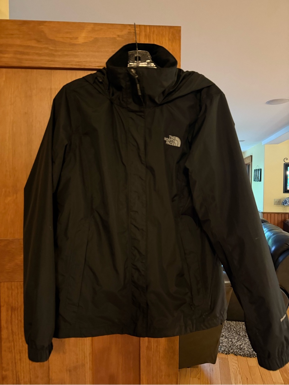 The North Face Black Hooded raincoat Women's Large black